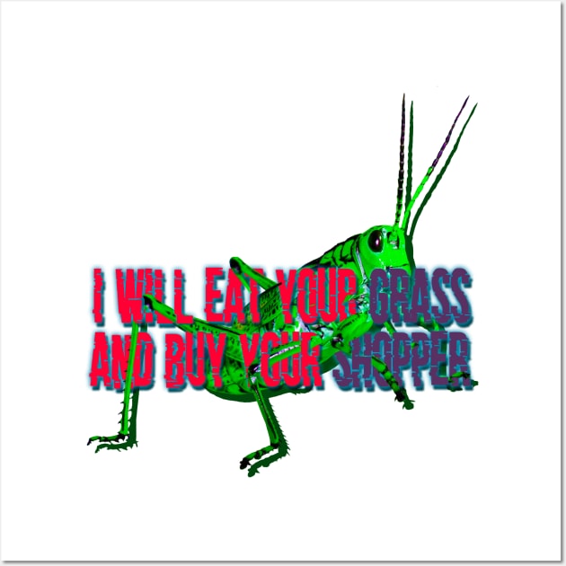 grasshopper insect popart geek colorful humor Wall Art by denpoolswag